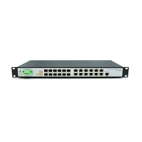 W3124-12GE12GF-I 10/100/1000Mbps 24-Port Managed Gigabit Industrial Ethernet Switches (Fanless, IP40, -40~85℃)