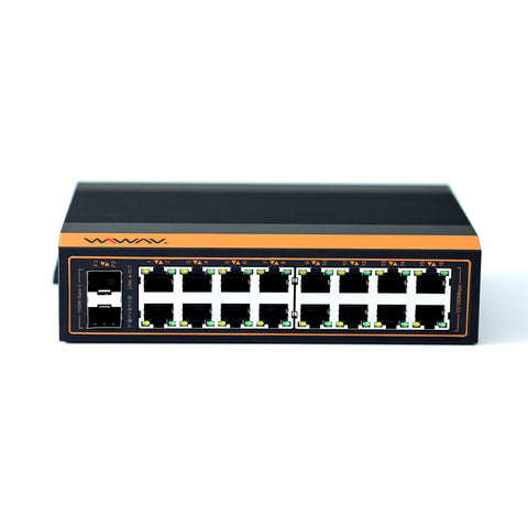 W1018-16FE2GF-I 10/100Mbps 18-Port Industrial Ethernet Switches (UL Listed, IP40, -40~85℃)