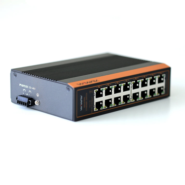 W1016-16FE-I 10/100Mbps 16-Port Industrial Ethernet Switches (UL Listed, IP40, -40 to 85°C)
