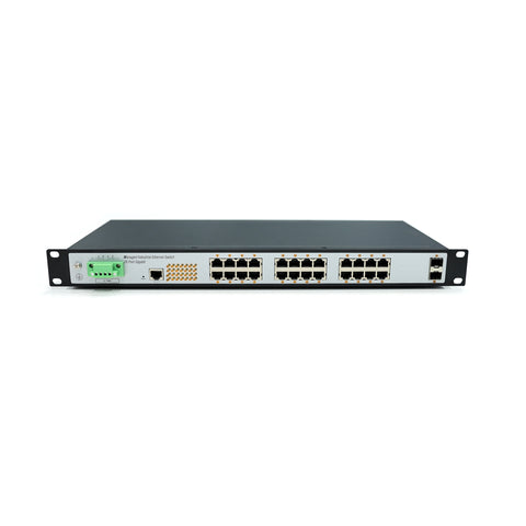 W3126-24GE2GF-I 10/100/1000Mbps 26-Port Managed Gigabit Industrial Ethernet Switches (Fanless, IP40, -40~85℃)