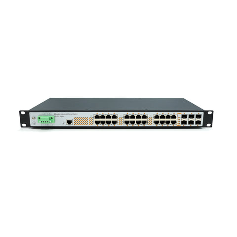 WP3126-24GE6GF-I 10/100/1000Mbps 30-Port Managed PoE Gigabit Industrial Ethernet Switches (Fanless, IP40, -40~85℃)