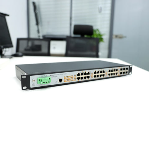 WP3126-24GE6GF-I 10/100/1000Mbps 30-Port Managed PoE Gigabit Industrial Ethernet Switches (Fanless, IP40, -40~85℃)
