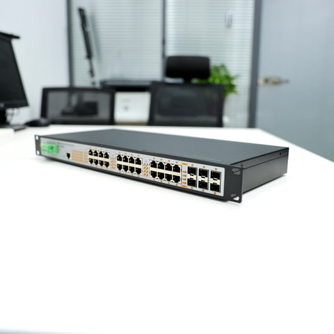 WP3126-24GE6GF-I 10/100/1000Mbps 30-Port Managed PoE Gigabit Industrial Ethernet Switches (Fanless, IP40, -40~85℃)