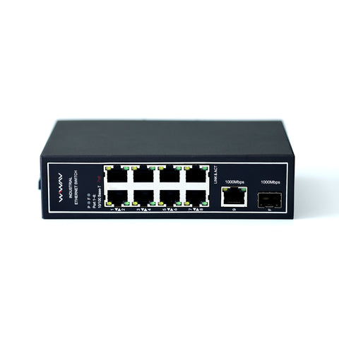 WDH-8ET1GT1GF-POE 10/100Mbps 10-Port PoE Industrial Ethernet Switches (UL Listed, Fanless, -30 to 75°C)