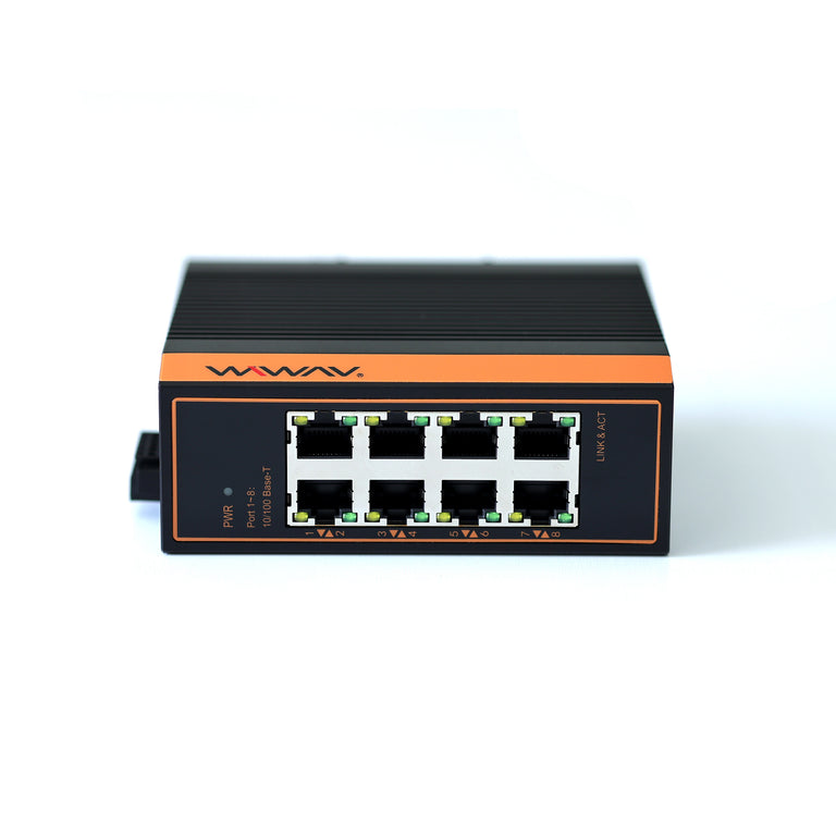 W1008-8FE-I 10/100Mbps 8-Port Industrial Ethernet Switches (UL Listed, IP40, -40 to 85°C)