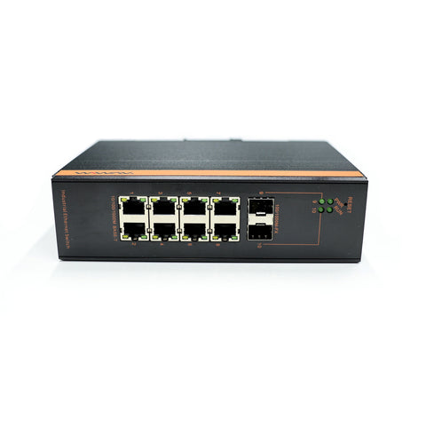 W3110-8GE2GF-I 10/100/1000Mbps 10-Port Managed Gigabit Industrial Ethernet Switches (Fanless, IP40, -40~85℃)