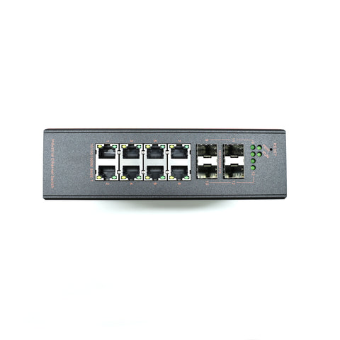 W3112-8GE4GF-I 10/100/1000Mbps 12-Port Managed Gigabit Industrial Ethernet Switches (Fanless, IP40, -40~85℃)