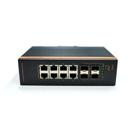 W3112-8GE4GF-I 10/100/1000Mbps 12-Port Managed Gigabit Industrial Ethernet Switches (Fanless, IP40, -40~85℃)