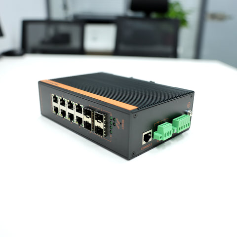 W3112-8GE4GF-I 10/100/1000Mbps 12-Port Managed Gigabit Industrial Ethernet Switches (Fanless, IP40, -40~85℃)