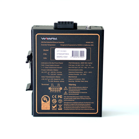WP1105-5GE-I 10/100/1000Mbps 5-Port PoE Gigabit Industrial Ethernet Switches (UL Listed, IP40, -40 to 85℃)