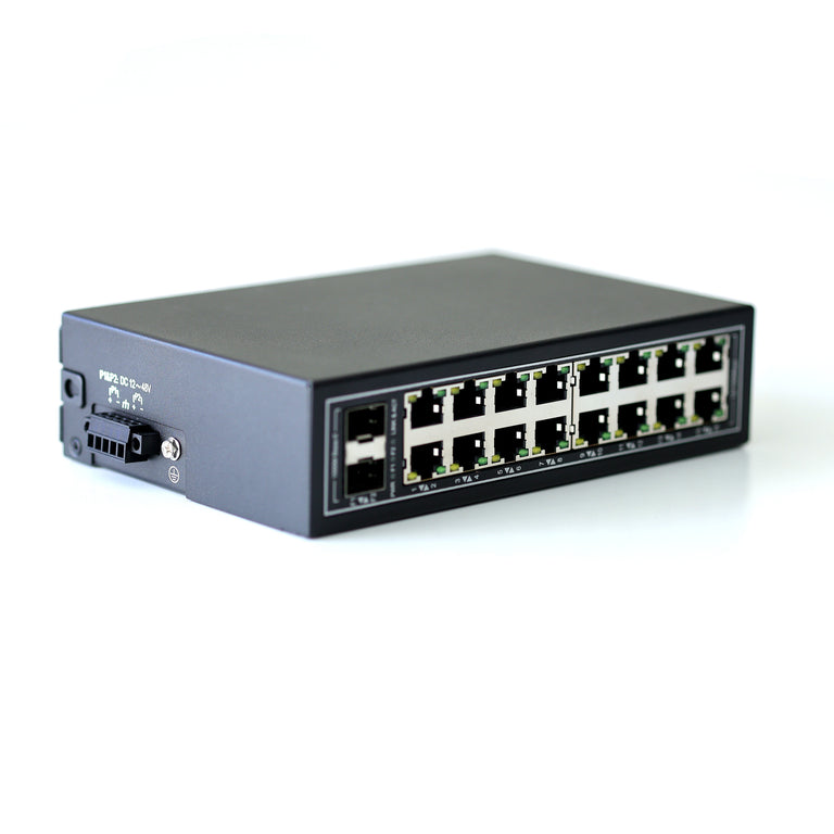 WDH-16ET2GF-DC Switch Ethernet industriali a 18 porte 10/100 Mbps (Omologazione UL, senza ventola, -30~75℃)