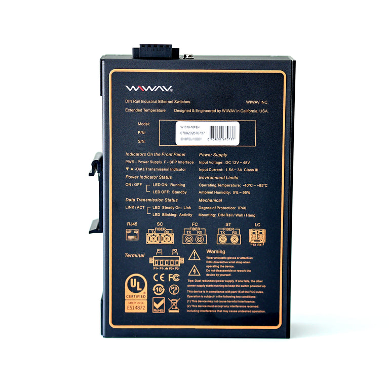 W1016-16FE-I 10/100Mbps 16-Port Industrial Ethernet Switches (UL-gelistet, IP40, -40~85°C)