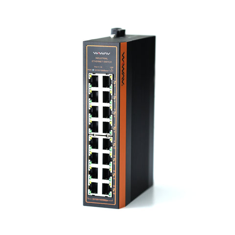 W1116-16GE-I 10/100/1000Mbps 16-Port Gigabit Industrial Ethernet Switches (UL Listed, IP40, -40 to 85°C)