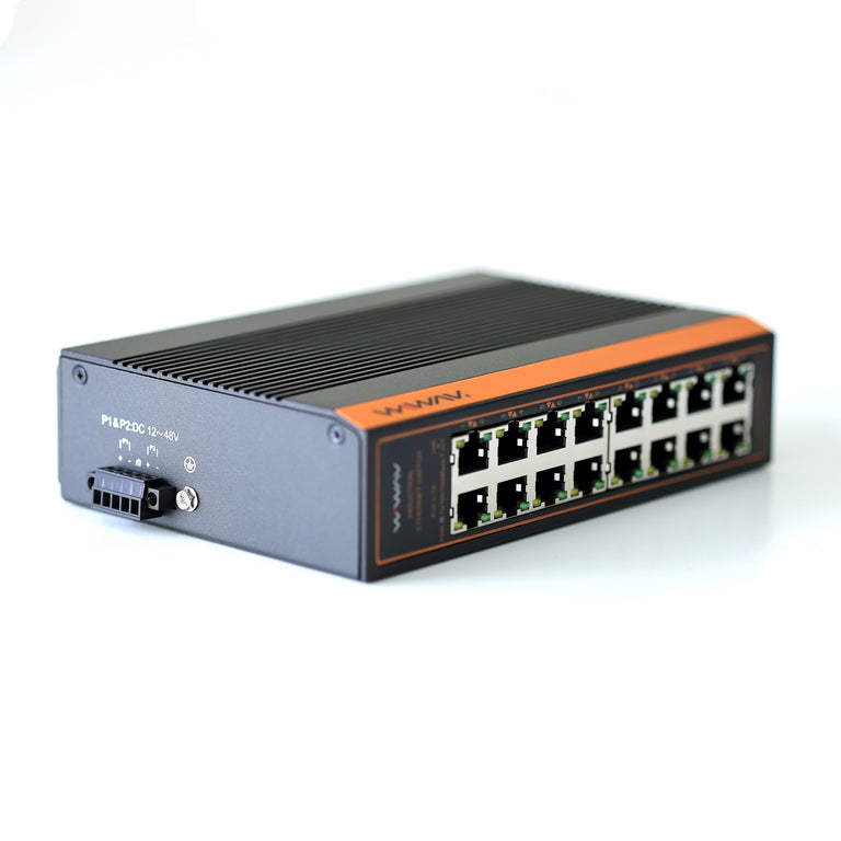 W1116-16GE-I 10/100/1000Mbps 16-Port Gigabit Industrial Ethernet Switches (UL Listed, IP40, -40 to 85°C)