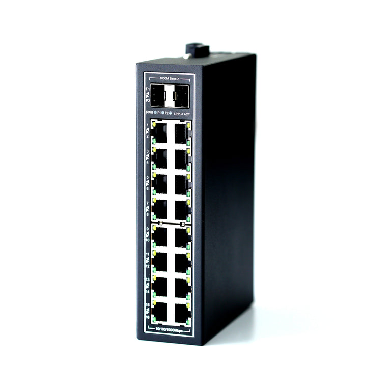 WDH-16GT2GF-DC Commutateurs Ethernet industriels Gigabit à 18 ports 10/100/1000Mbps (homologués UL, sans ventilateur, -30~75°C)