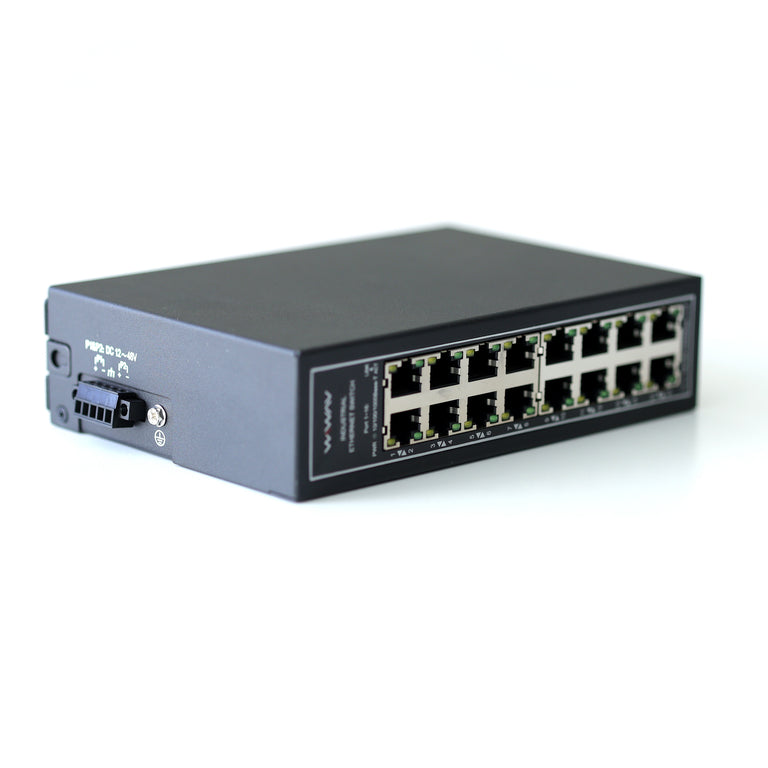 WDH-16GT-DC Conmutadores Ethernet industriales Gigabit de 16 puertos a 10/100/1000 Mbps (Certificación UL, sin ventilador, -30~75°C)