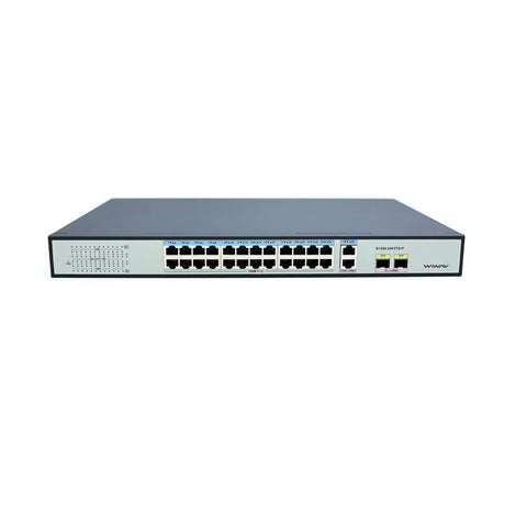 WIWAV S1526-24F2TS-P - Switch Ethernet PoE Non Gestito a 26 Porte 10/100M (Alimentazione Integrata da 260W, Struttura in Metallo, Plug & Play)