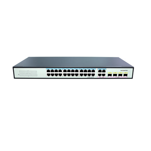 WIWAV S1628-24G4TS Switch Ethernet Gigabit Non Gestito a 28 Porte (Struttura in Metallo, Plug&Play, Senza Ventola)