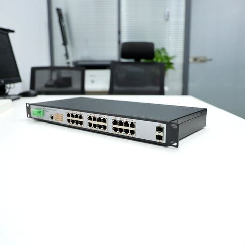 W3126-24GE2GF-I 10/100/1000Mbps 26ポートマネージドギガビット産業用イーサネットスイッチ（ファンレス、IP40、-40～85℃対応）