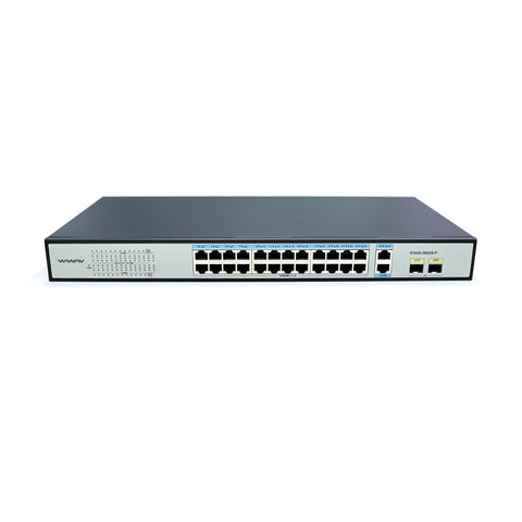 WIWAV S1628-26G2S-P Switch Ethernet PoE Gigabit Non Gestito a 28 Porte (Alimentatore Integrato da 400W, Metallo, Plug&Play)
