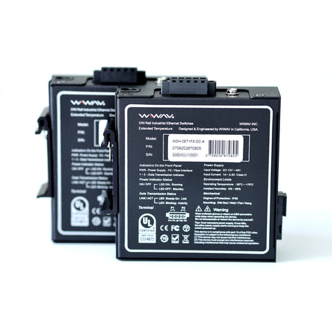 WDH-2ET1FX-DC 10/100Mbps 3-Port Industrie-Ethernet-Medienkonverter (UL-gelistet, 2er-Pack, lüfterlos, -30~75℃)