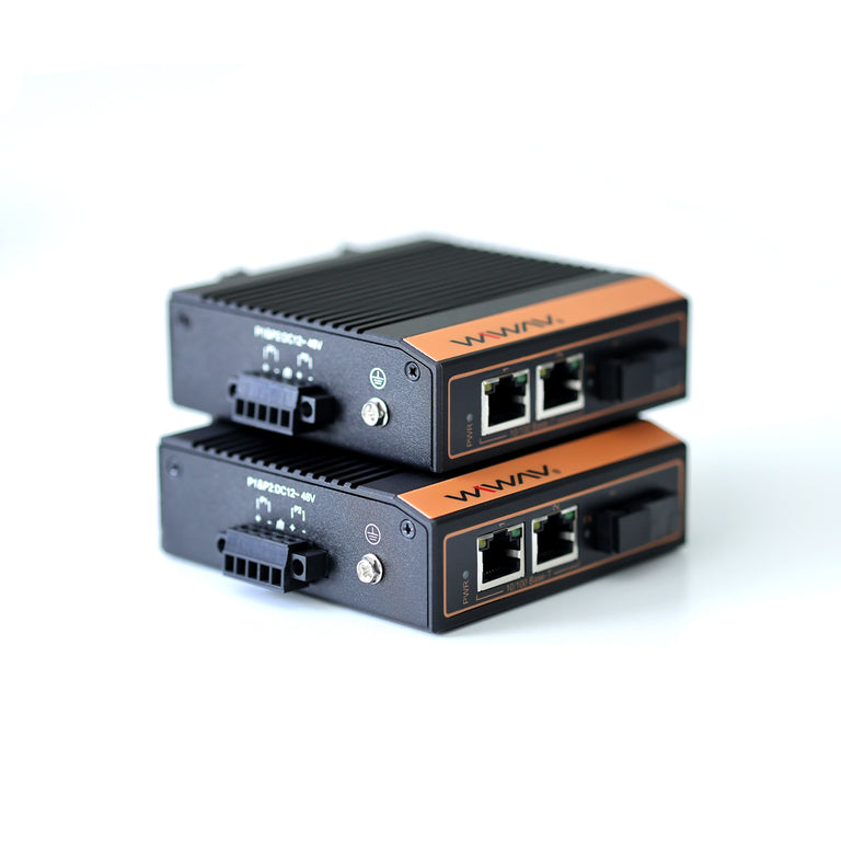 W1003-2FE1FX-I Convertisseur de Média Ethernet Industriel à 3 ports 10/100 Mbps (homologué UL, Lot de 2, IP40, -40~85℃)