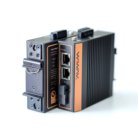 W1003-2FE1FX-I 10/100Mbps 3-Port Industrial Ethernet Media Converter (UL Listed, Pack of 2, IP40, -40~85℃)