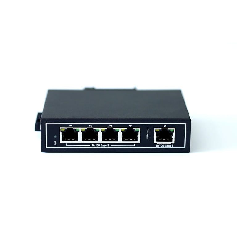 WDH-5ET-DC 10/100Mbps Unmanaged 5-Port Industrial Ethernet Switches with DIN Rail/Wall-Mount (UL Listed, Fanless, -30°C~75°C)