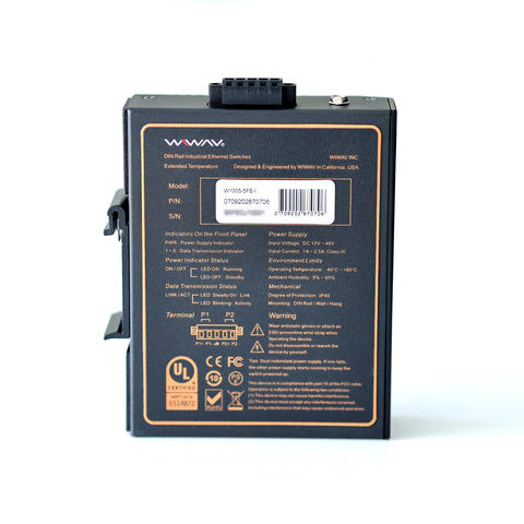 W1005-5FE-I 10/100Mbps 5-Port Industrial Ethernet Switches (UL Listed, IP40, -40~85°C)