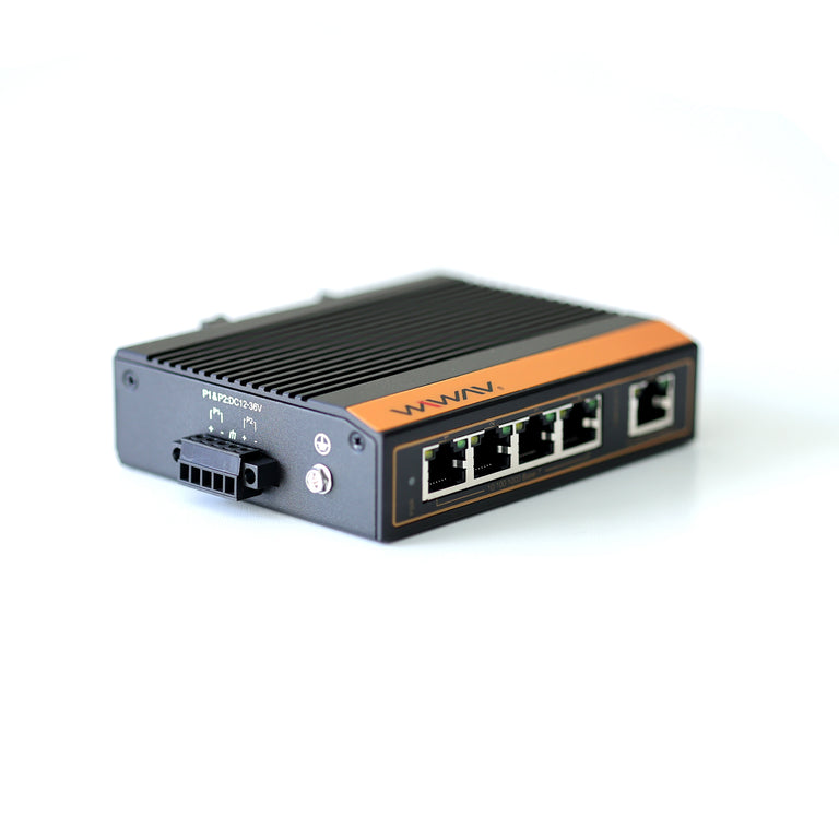 W1105-5GE-I 10/100/1000Mbps 5-Port Gigabit Industrial Ethernet Switches (UL Listed, IP40, -40 to 85°C)