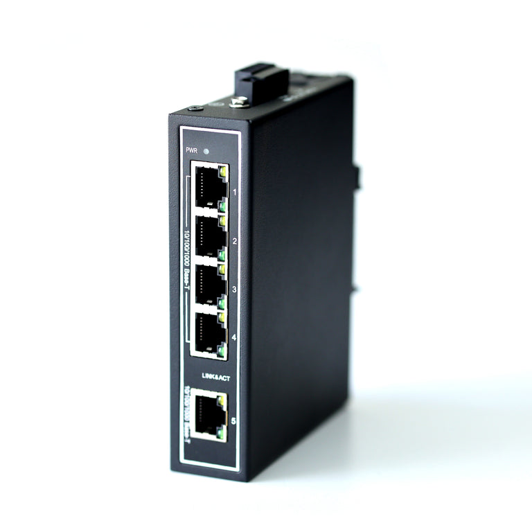 WDH-5GT-DC Conmutadores Ethernet industriales Gigabit de 5 puertos a 10/100/1000 Mbps (Certificación UL, sin ventilador, -30~75°C)