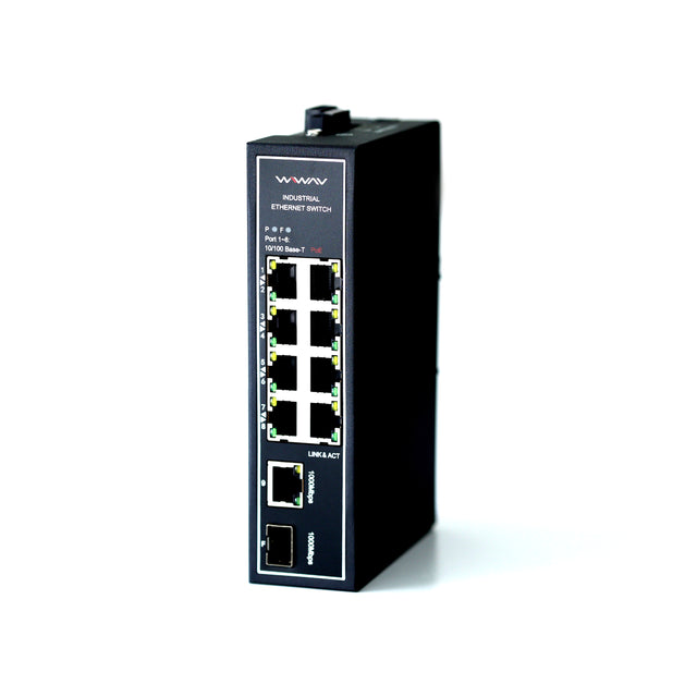 WDH-8ET1GT1GF-POE 10/100Mbps 10-Port PoE Industrial Ethernet Switches (UL Listed, Fanless, -30 to 75°C)