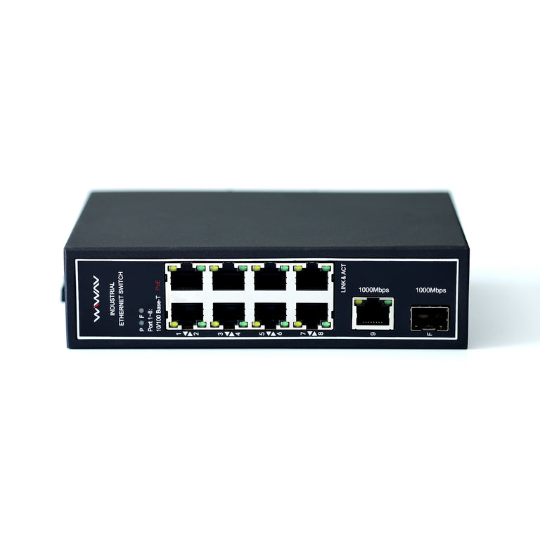 WDH-8ET1GT1GF-POE 10/100Mbps Commutateurs Ethernet Industriels Gigabit PoE à 10 ports (homologués UL, sans ventilateur, -30~75°C)