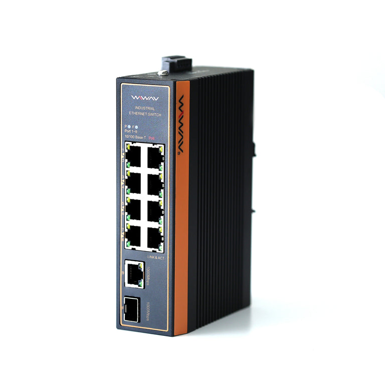 WP1010-8FE1GE1GF-I Switch Ethernet industriali PoE a 10 porte da 10/100 Mbps (omologazione UL, IP40, da -40~85°C)