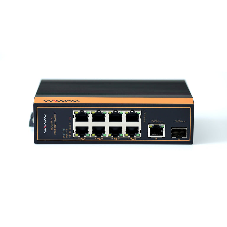 WP1010-8FE1GE1GF-I 10/100Mbps Commutateurs Ethernet Industriels PoE à 10 ports (homologués UL, IP40, -40~85°C)