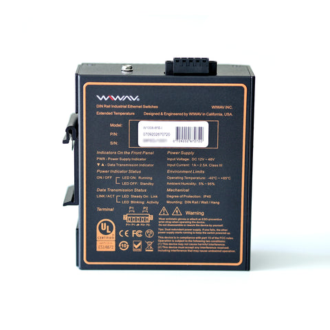 W1008-8FE-I 10/100Mbps 8-Port Industrial Ethernet Switches (UL Listed, IP40, -40 to 85°C)