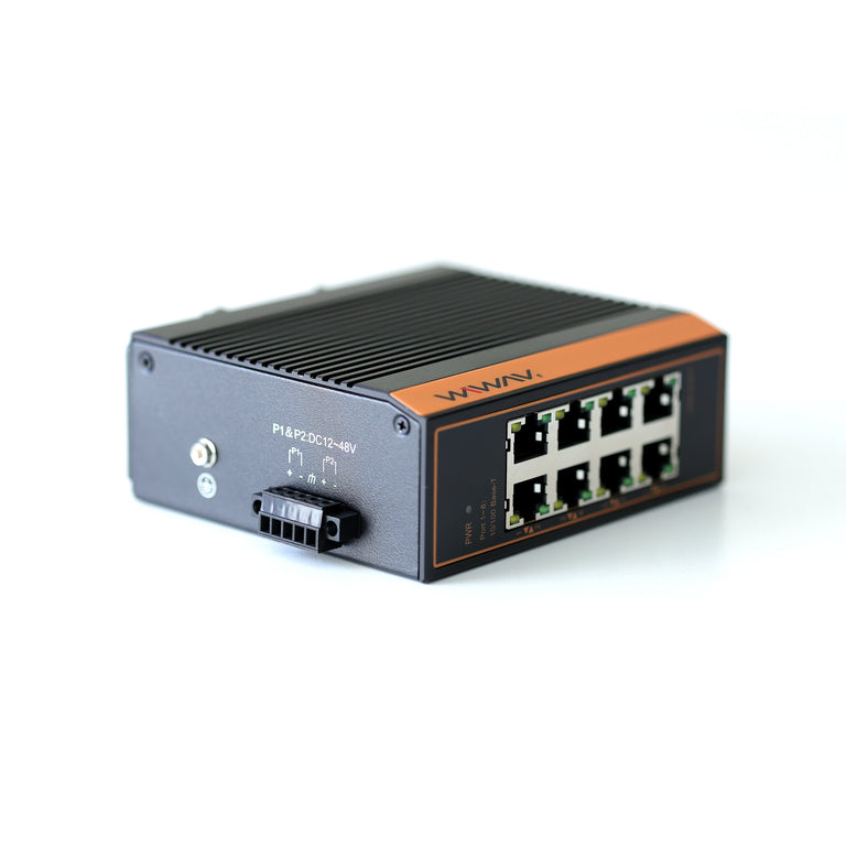 W1008-8FE-I 10/100Mbps Unmanaged 8-Port Industrial Ethernet Switches with DIN Rail/Wall-Mount (UL Listed,-40°C to 85°C,IP40)