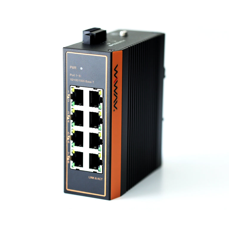 W1108-8GE-I 10/100/1000Mbps 8-Port Gigabit Industrial Ethernet Switches (UL-gelistet, IP40, -40~85°C)