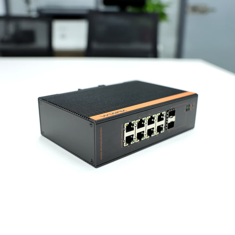 W3110-8GE2GF-I 10/100/1000Mbps 10-Port Managed Gigabit Industrial Ethernet Switches (Fanless, IP40, -40~85℃)