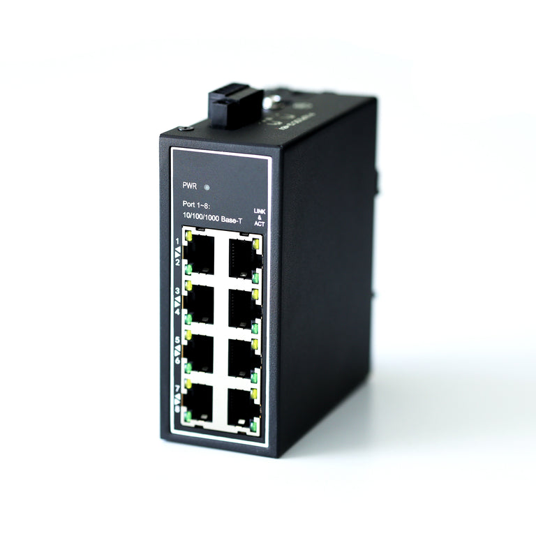 WDH-8GT-DC 10/100/1000Mbps 8-Port Gigabit Industrial Ethernet Switches (UL Listed, Fanless, -30~75°C)