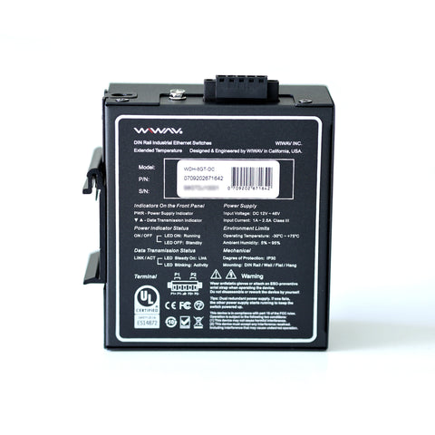 WDH-8GT-DC Switch Ethernet industriali Gigabit a 8 porte 10/100/1000 Mbps  (Omologazione UL, senza ventola, -30~75℃)