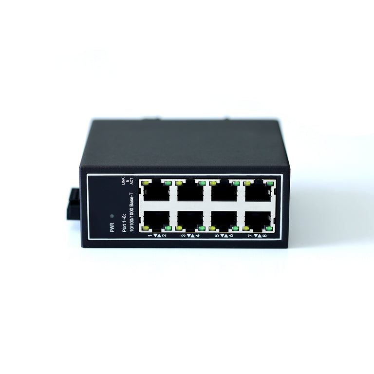 WDH-8GT-DC Conmutadores Ethernet industriales Gigabit de 8 puertos a 10/100/1000 Mbps (Certificación UL, sin ventilador, -30~75 °C)