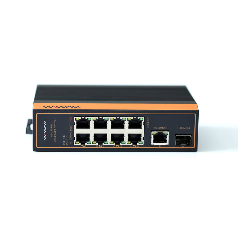 WP1110-9GE1GF-I 10/100/1000Mbps 10-Port PoE Gigabit Unmanaged Industrial Ethernet Switches with DIN Rail/Wall-Mount (UL Listed, IP40, -40 to 85°C)