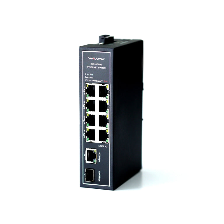 WDH-9GT1GF-POE 10/100/1000Mbps 10-Port PoE Gigabit Industrial Ethernet Switches (UL Listed, Fanless, -30 to 75°C)