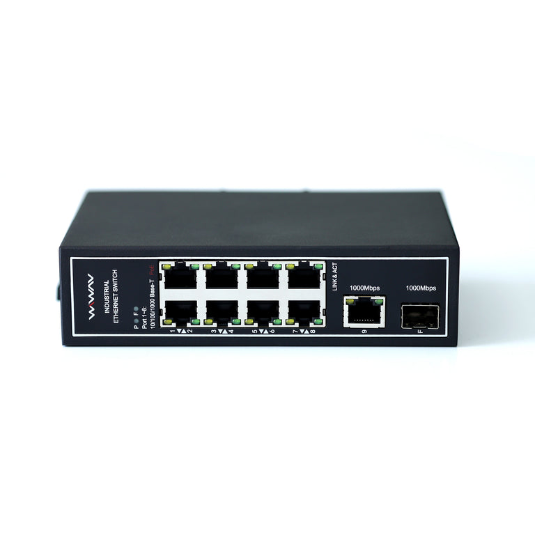 WDH-9GT1GF-POE 10/100/1000Mbps 10-Port PoE Gigabit Industrial Ethernet Switches (UL Listed, Fanless, -30 to 75°C)