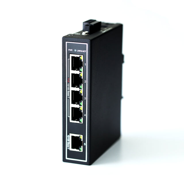 WDH-5ET-POE 10/100Mbps Unmanaged 5-Port PoE Industrial Ethernet Switches with DIN Rail/Wall-Mount (UL Listed,Fanless,-30℃~75℃)