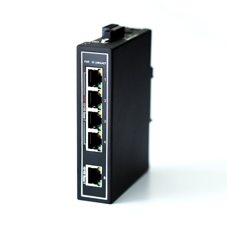 WDH-5ET-POE 10/100Mbps 5-Port PoE Industrial Ethernet Switches (UL Listed,Fanless,-30~75℃)