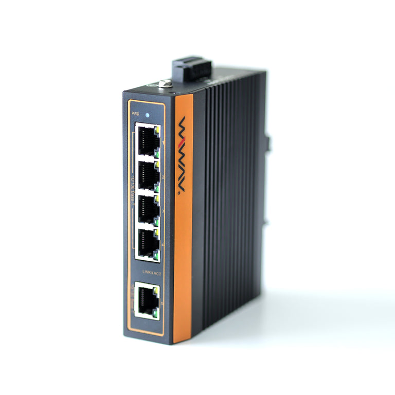 WP1005-5FE-I Switch Ethernet PoE a 5 porte da 10/100 Mbps (omologazione UL, IP40, da -40~85℃)